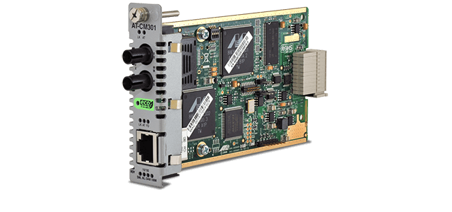 Allied Telesis CM301 10/100TX to 100FX/ST media and rate converter line card for the Converteon™ Series