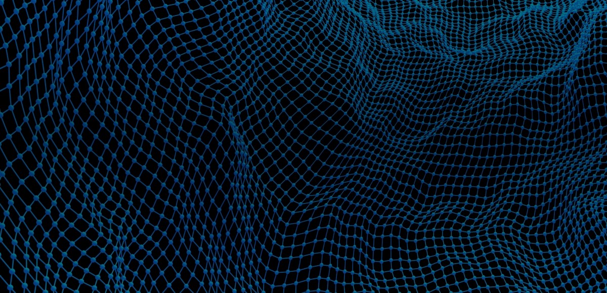 Blue wavy fishnet background representing network