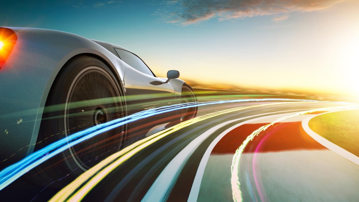 fast car on a motorway