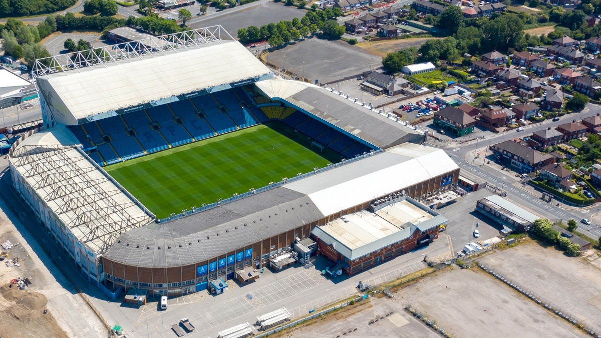 Arial photo of the Elland Road Stadium in Leeds, England