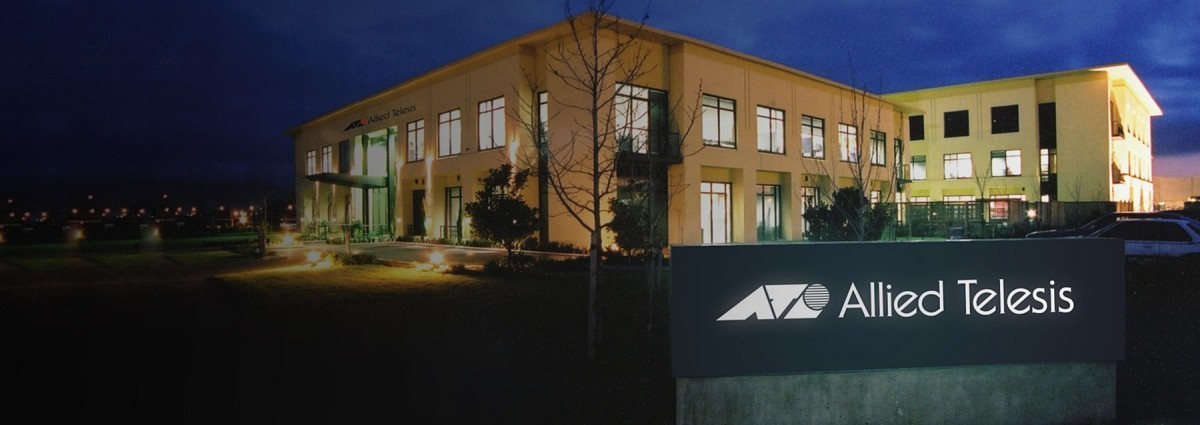 Night time photo of Allied Telesis Labs Ltd building from the outside