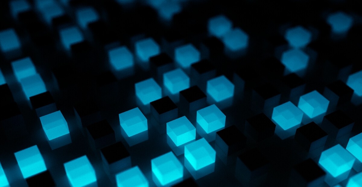Light blue cubes on a dark background